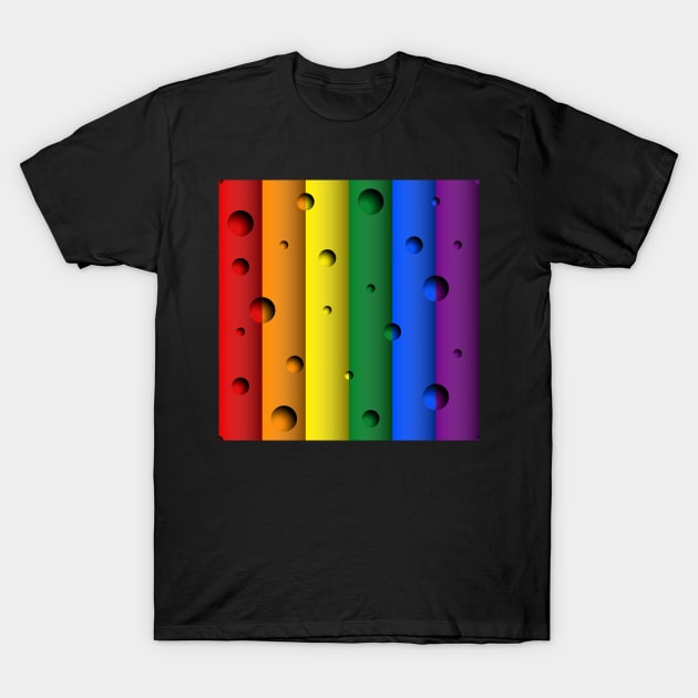 LGBTI flag colors seamless pattern (bars and holes) T-Shirt by ojovago